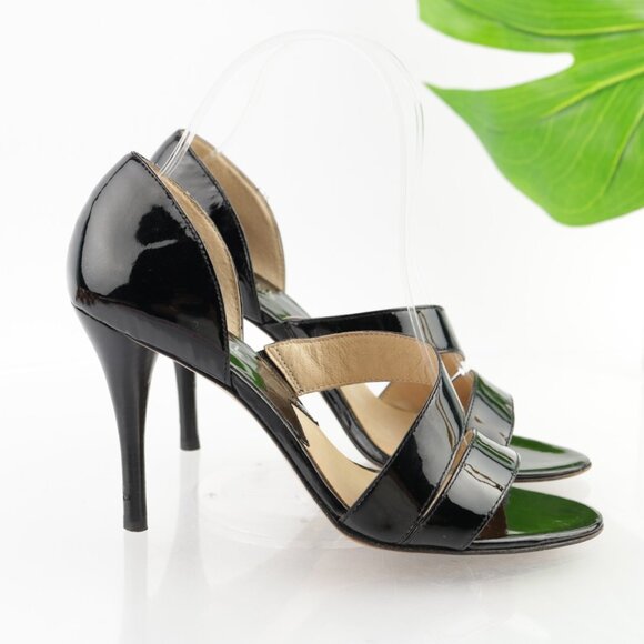 MIchael Kors Womens Sandals Size 7 Black Patent Strappy D'Orsay Heel Dress Shoes - Picture 7 of 12